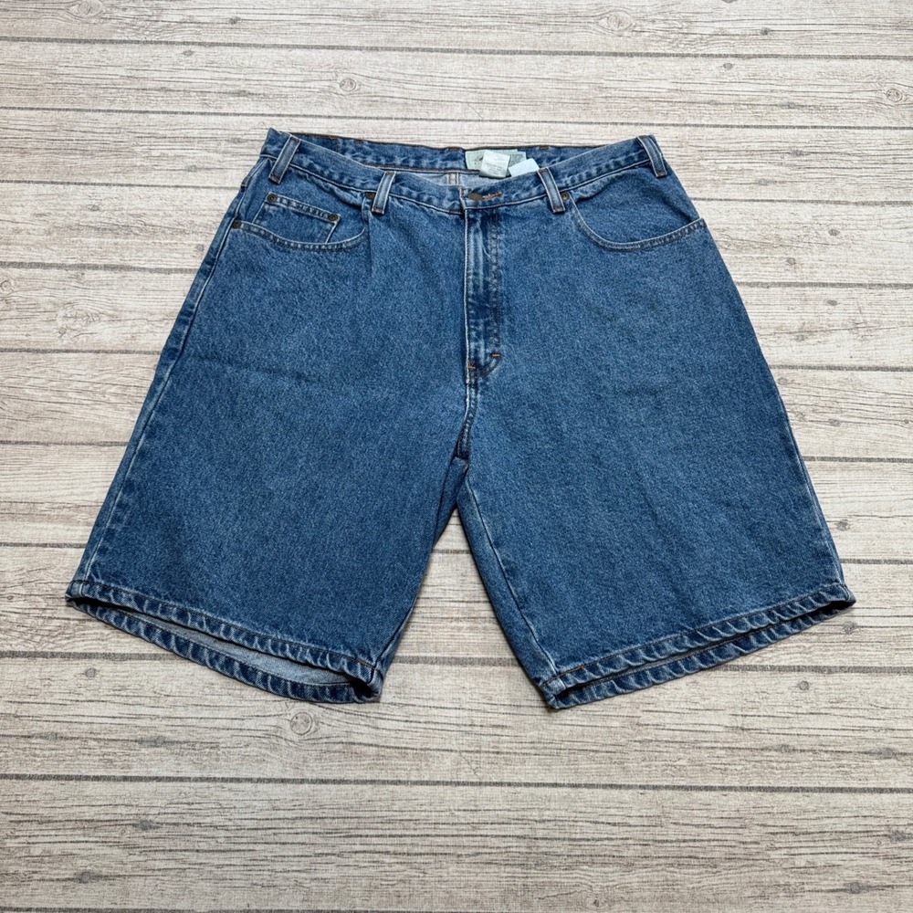Vintage Eddie Bauer Shorts Men's 38 Blue Denim Relaxed Fit High Rise Workwear